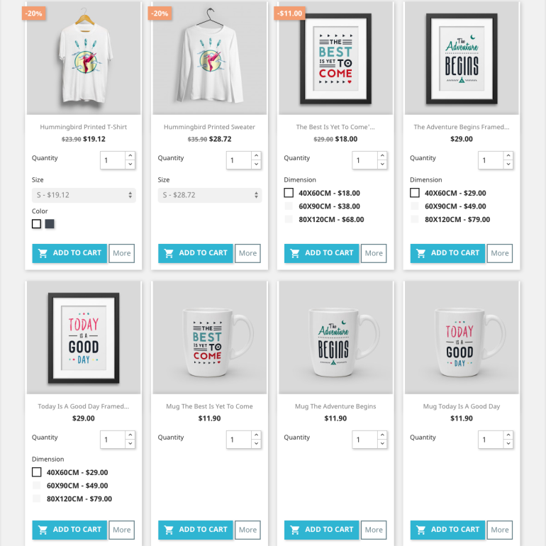 Module PrestaShop Show Combinations and Product Attributes In
